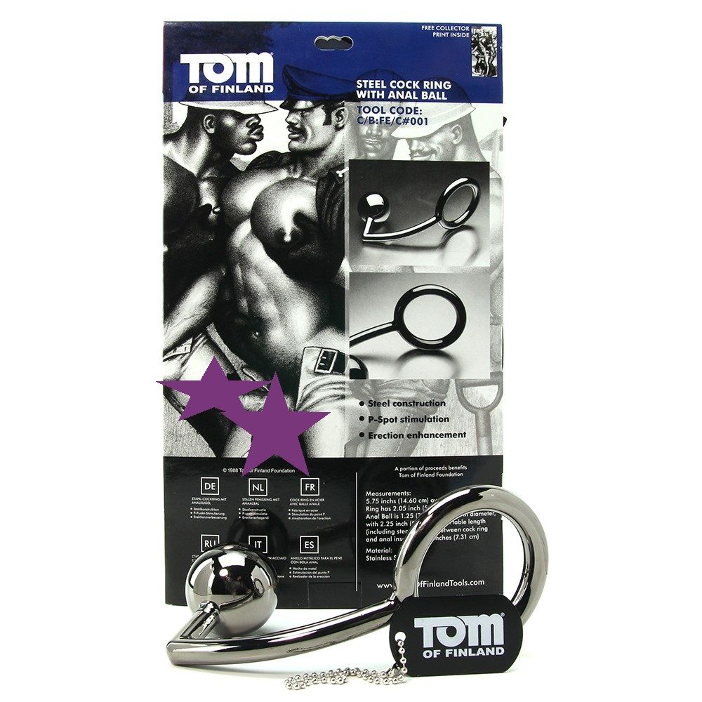 This cock and ass hitch features steel construction, for the... TOF - Steel Cock Ring with Anal Ball photo-13