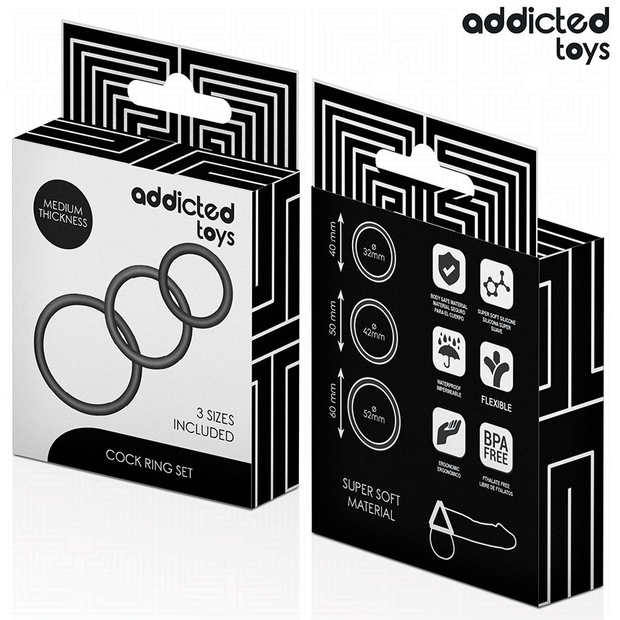 This Addicted Toys cock ring set includes three rings of dif... Addicted Toys - Cock Rings Set - Black photo-6