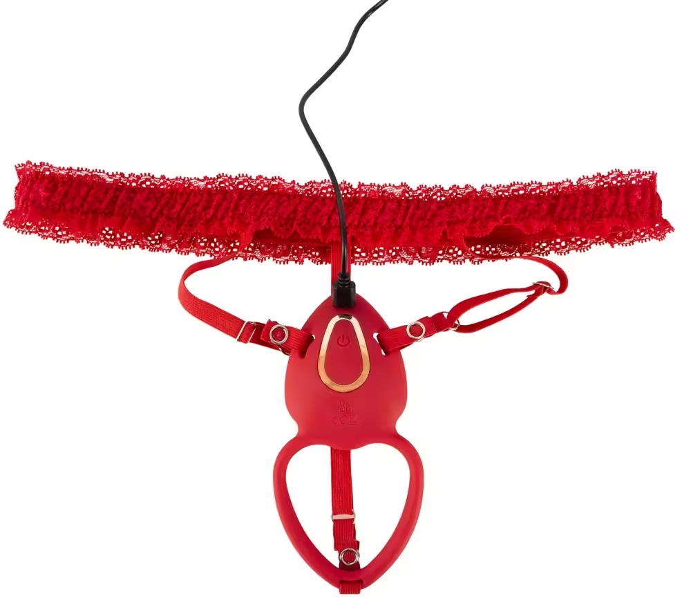 You2Toys - Lay-On Strap Vibro Set - Red 照片-10