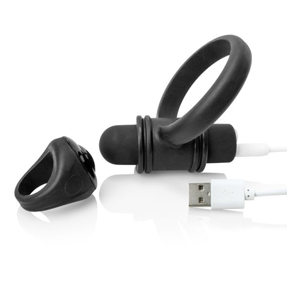 Experience hands-free vibrating massage with My Secret Screa... The Screaming O - Charged Remote Control Bullet and Ring for Him - Black photo-3