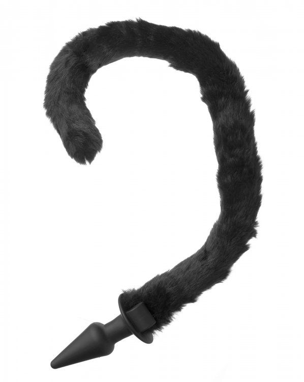 Get ready to be a bad kitty with this long, furry, flexible ... Tailz - Bad Kitty Silicone Tail Anal Plug - Black photo-2