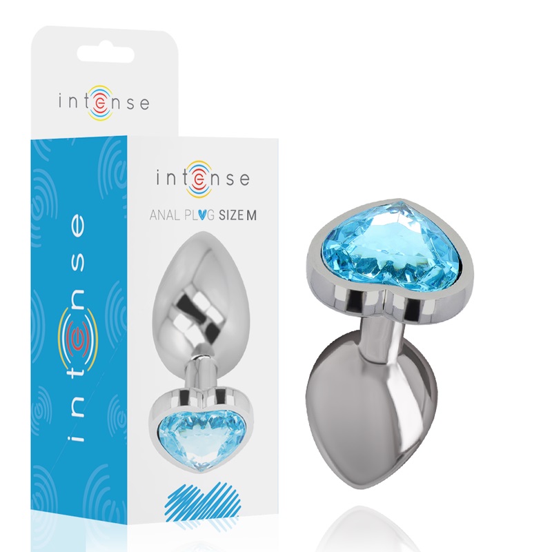 Let your buttocks shine with the Intense anal plug, decorate... Intense - Metal Heart Gem Plug M - Blue photo-6
