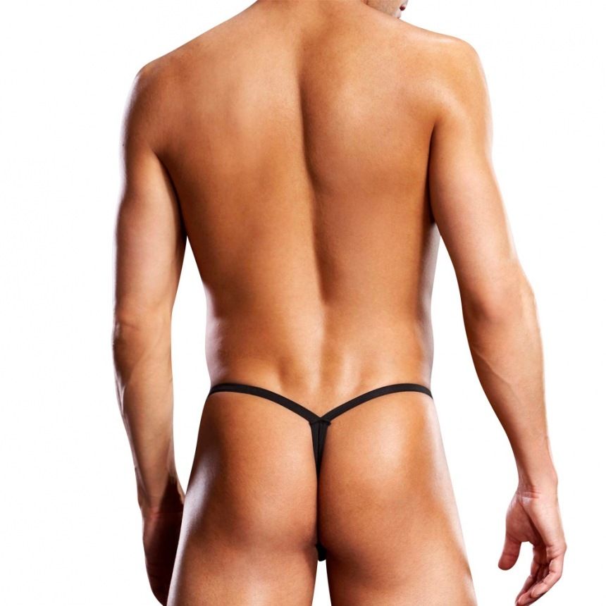 Silky and comfortable, this sleek microfiber g-string gather... Blueline - Microfiber V-String with Metal Rings Black - L/XL photo-2