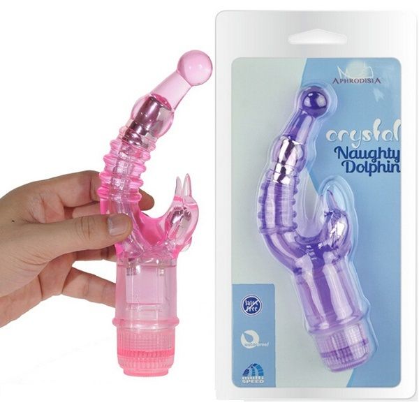 Use your waterproof Naughty Rabbit Vibrator in the tub, show... Aphrodisia - Naughty Dolphin Crystal Stimulator Vibe- Purple photo-23