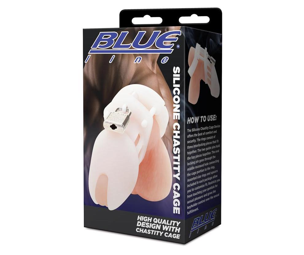 The Silicone Chastity Cage Device offers the best of comfort... Blueline - Silicone Chastity Cage - 45mm Ring photo-4