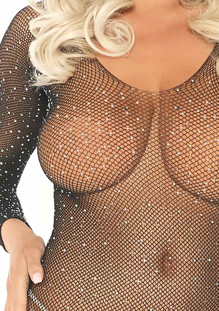 Leg Avenue - Crystalized Seamless Bodystocking - Black photo-5