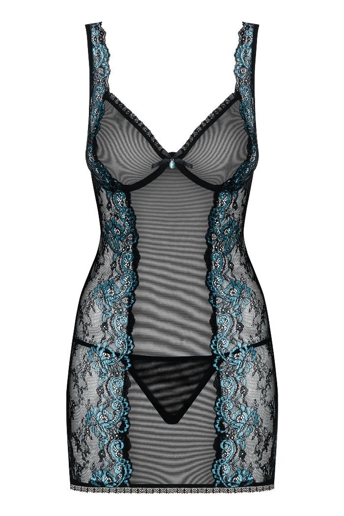 Obsessive -Amanta Chemise&Thong - 黑色 - XXL Obsessive -Amanta Chemise&Thong - 黑色 - XXL 照片-3