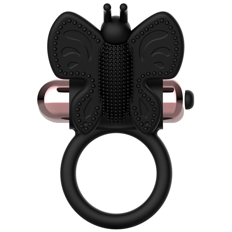 Take control of your lover's pleasure !! Take it anywher... Coquette - Butterfly Vibro Ring - Black photo-2