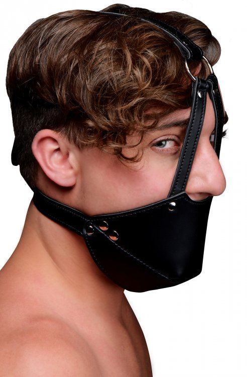 Shut up your pet with a unique muzzle gag! Wrap your slaves ... Strict - Mouth Harness with Ball Gag - Black photo-4