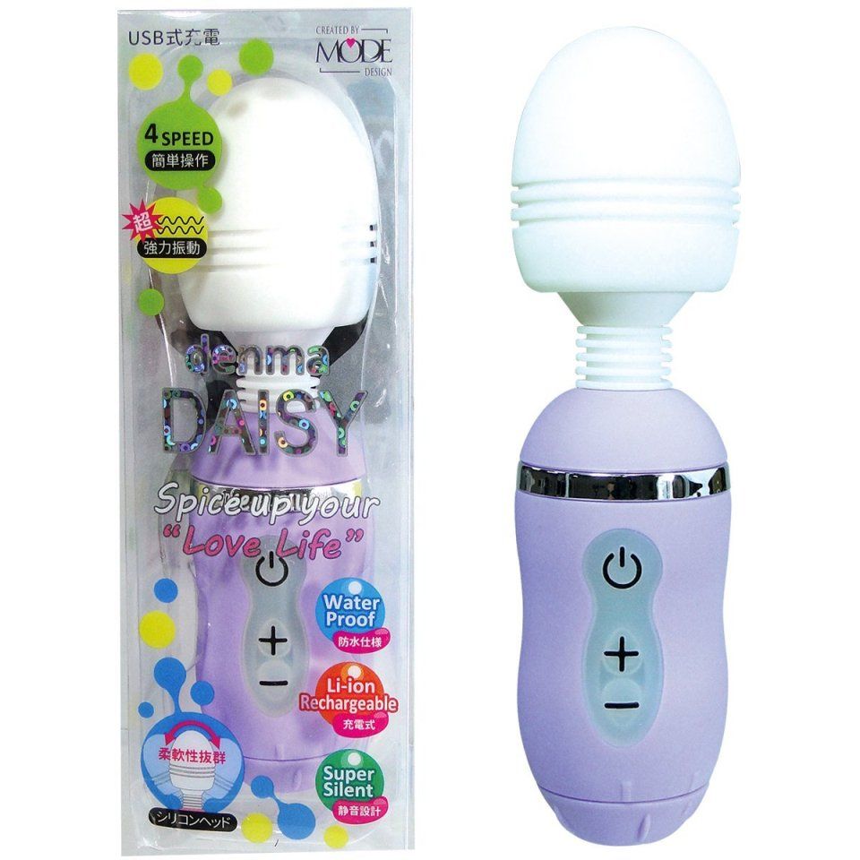 鼓勵你的“愛生活”,“德瑪DAISY”
易於操作4級功率調節
柔性矽頭溫和貼合。
採用鋰離子充電電池... Mode Design - Denma Daisy 充電式按摩棒 - 紫色 照片-3
