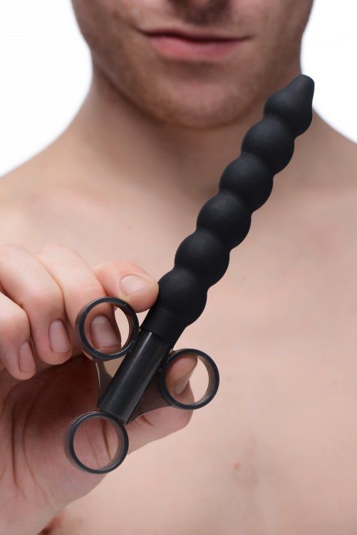 Deep lube application meets pleasure with this 6 bulb lube l... CleanStream - Beaded Silicone Lube Launcher - Black photo-4