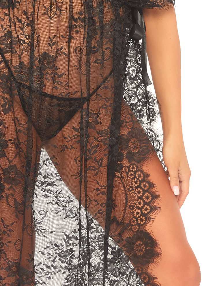 Kaftan dress and panties
Hand wash cold, do not bleach, dri... Leg Avenue - Eyelash Lace Robe with G-String - Black - M/L photo-6