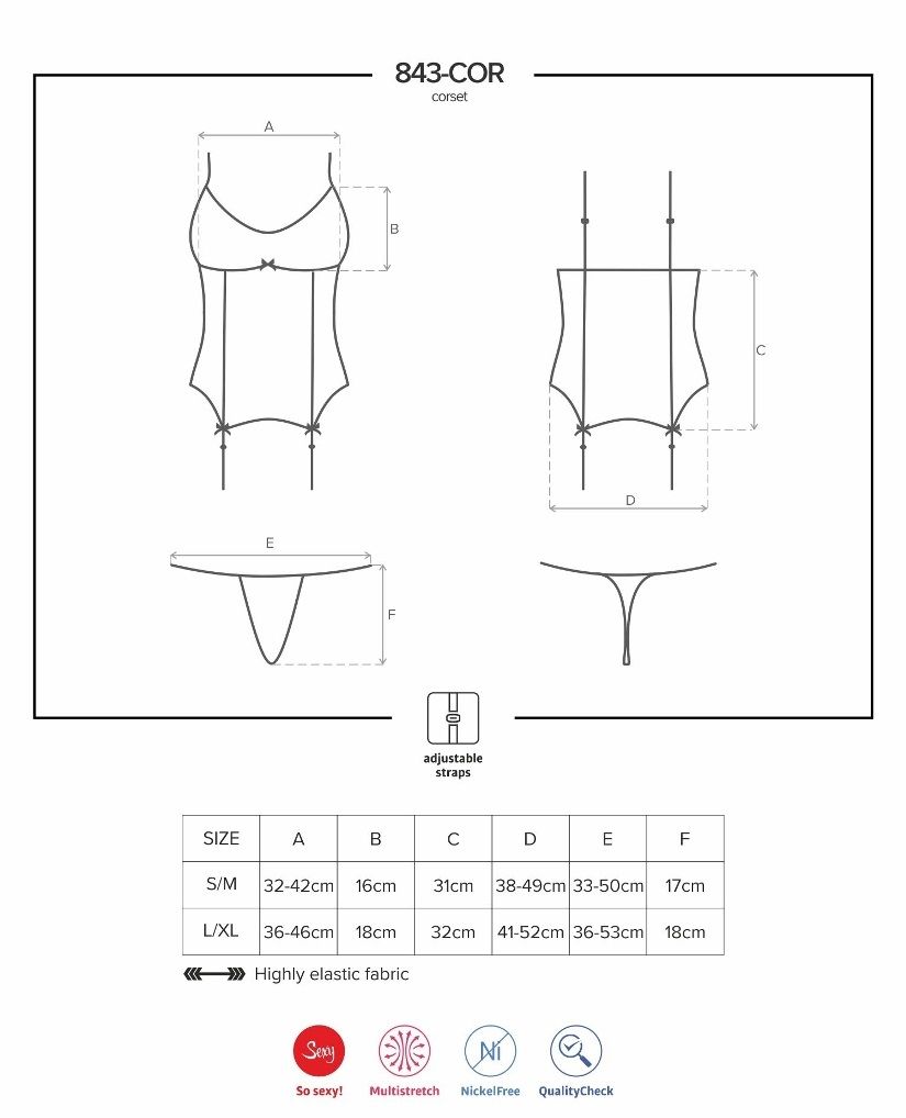 Obsessive - 843-COR-2 Corset & Thong - White - L/XL photo-9