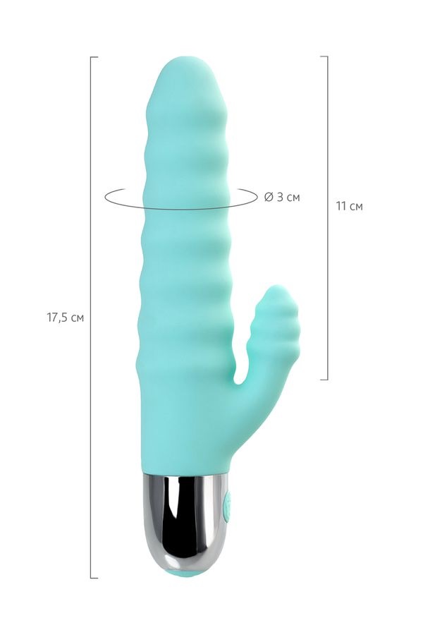The vibrator FLAX with a relief surface on the base and on t... Flovetta - Flax Relief Rabbit Vibrator - Mint photo-9