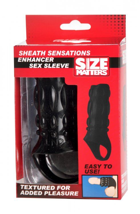 Try this on for size! This thin, textured cock sheath is per... Size Matters - Enhancer Sex Sleeve - Black photo-4