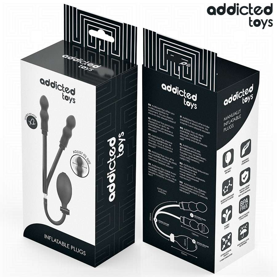 Addicted Toys - Inflatable Double Anal Plug - Black photo-7