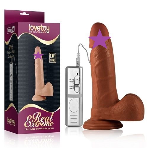 Go large! The thick, sculpted and veined shaft of the Loveto... Lovetoy - 7.8" Real Extreme Vibrating Dildo - Brown photo-2