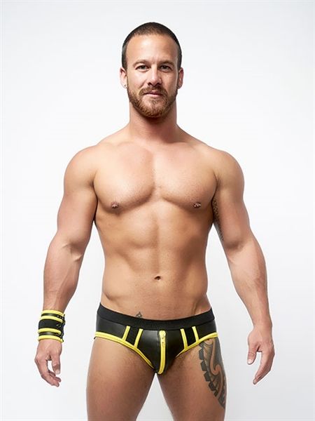Mister B - Neoprene Jock Brief - Black/Yellow - M photo