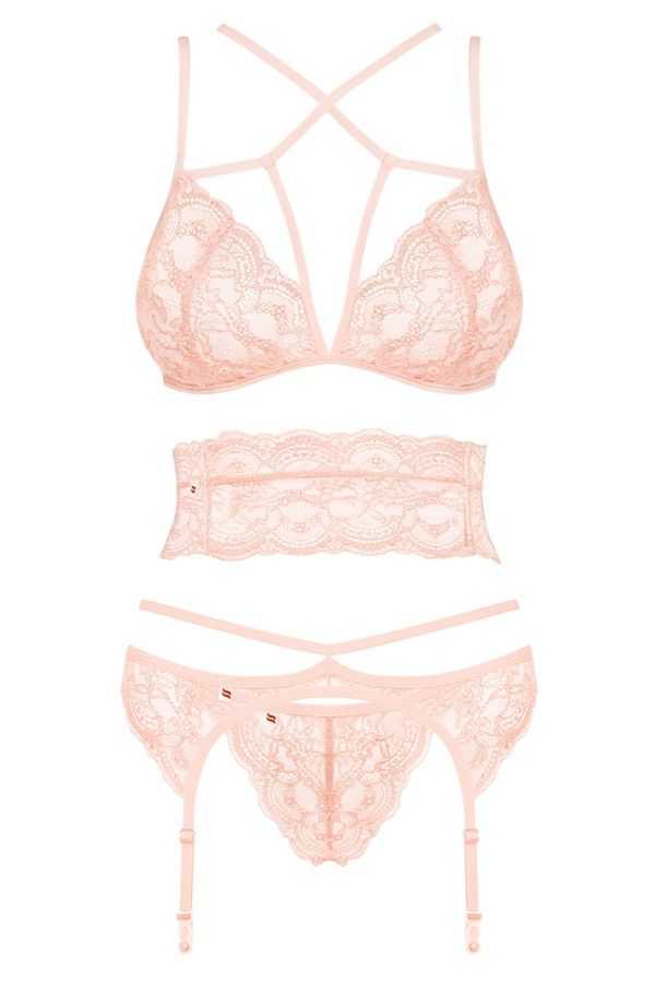 Obsessive - Frivolla 4-pcs Set - Pink - S/M photo-7