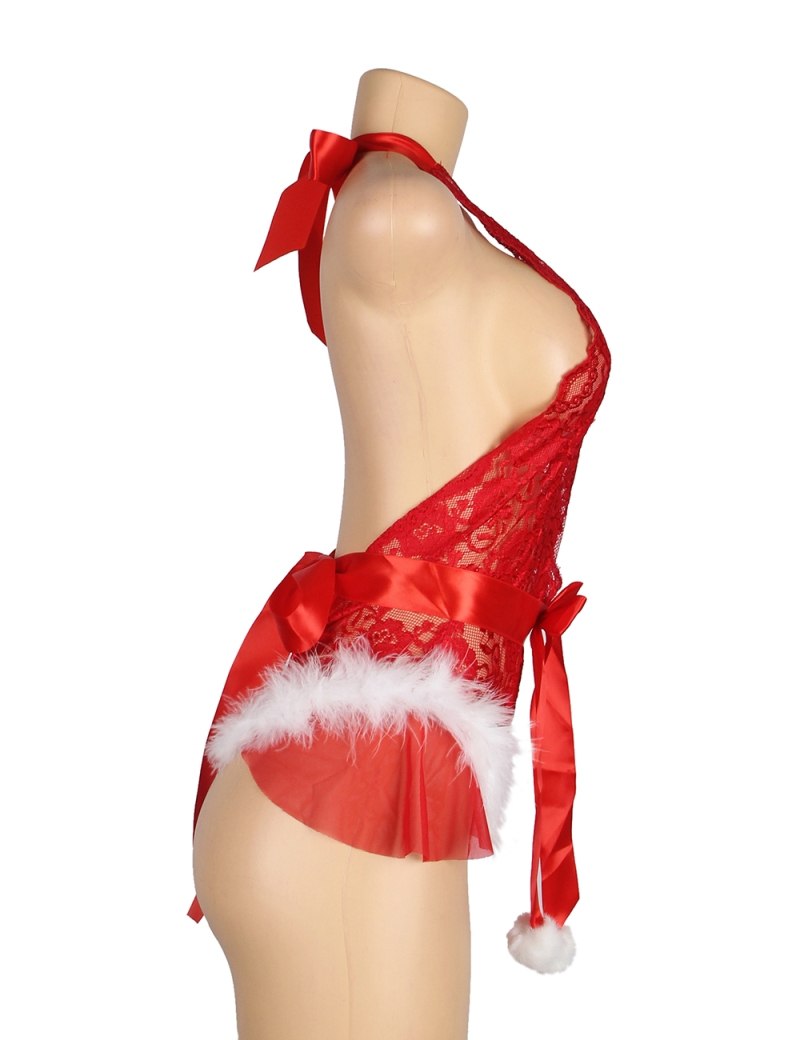 Sexy Red Christmas Type Lace Halter Teddy
Material &nb... Ohyeah - Christmas Halter Teddy - Red - M photo-7