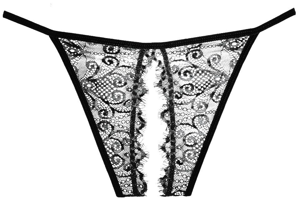 This delicate cutout black eyelash lace panty has a heavenly... Allure - Crotchless Enchanted Panty - Black photo-4