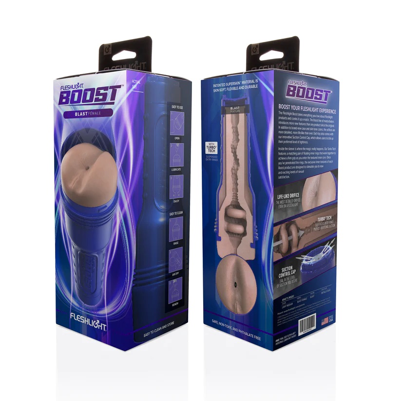 You’ve never BLASTED into a butt this real. Push ... Fleshlight - Boost Blast Female Masturbator - Flesh photo-10