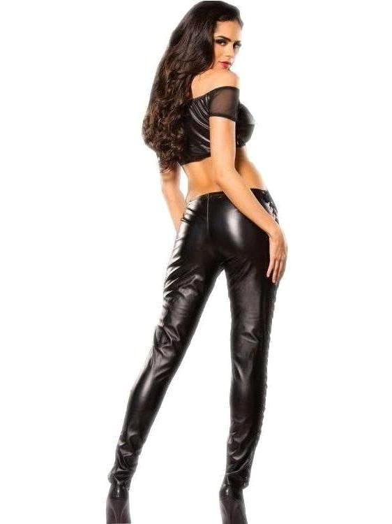 Allure sleek and slinky take on the classic Faux Leather pan... Allure - Faux Leather Skinny Leg - Black - M photo-2