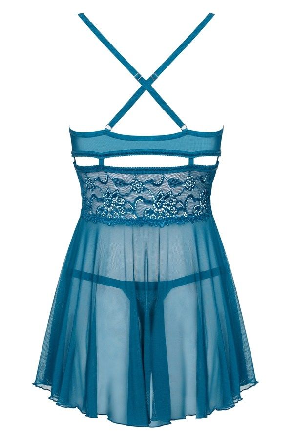 If you put on this babydoll in a magnetizing colour, you'... Obsessive - 838-BAB-6 Babydoll & Thong - Turquoise - S/M photo-8