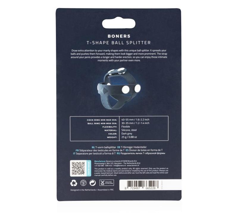 Your male forms deserve extra attention. With the Boners T-s... Boners - T-Shape Ball Splitter - Grey photo-8