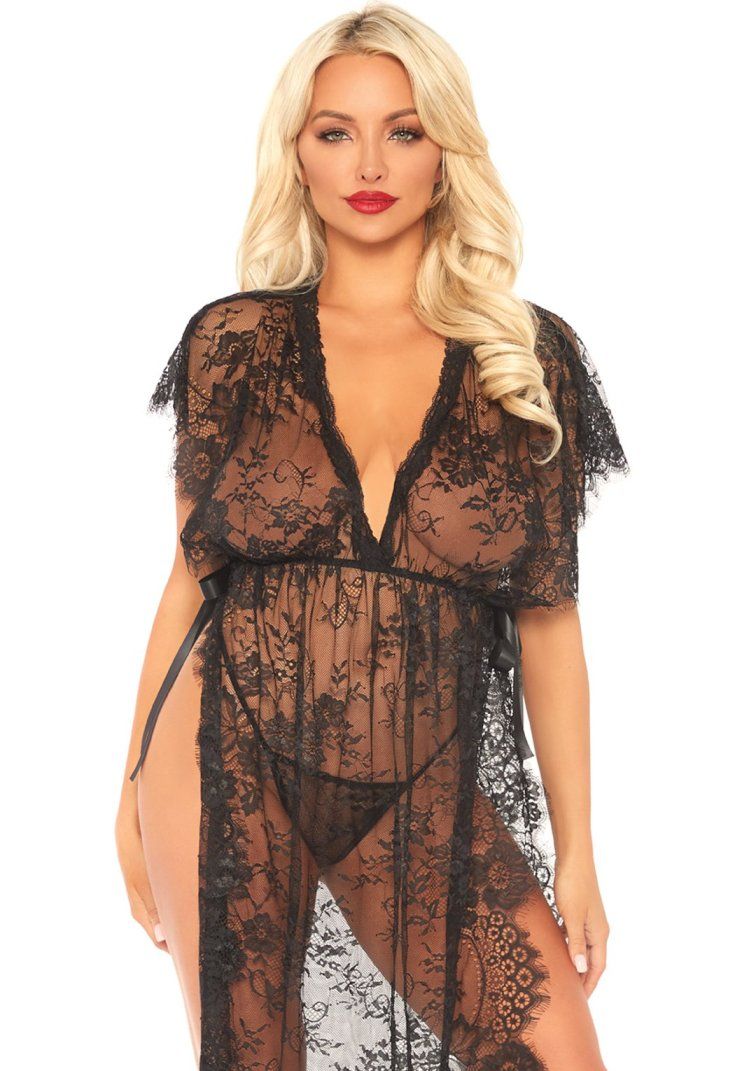 Kaftan dress and panties
Hand wash cold, do not bleach, dri... Leg Avenue - Eyelash Lace Robe with G-String - Black - M/L photo-3