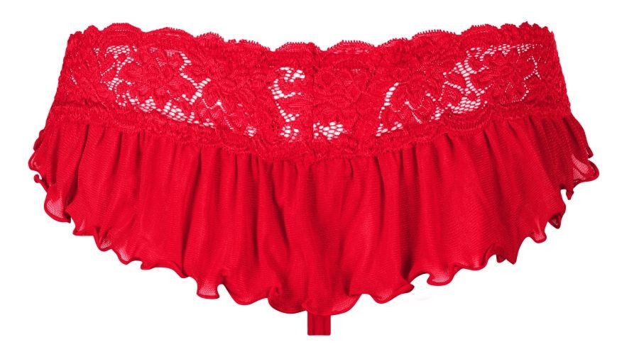 Beautiful lace and tempting frills on your derriere? Sounds.... Obsessive - 863-THO-3 Thong - Red - L/XL photo-8