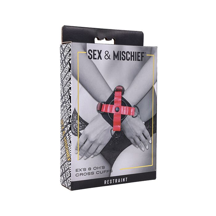 Sportsheets - Sex & Mischief Cross Hands Cuffs - Red/Black 照片-5