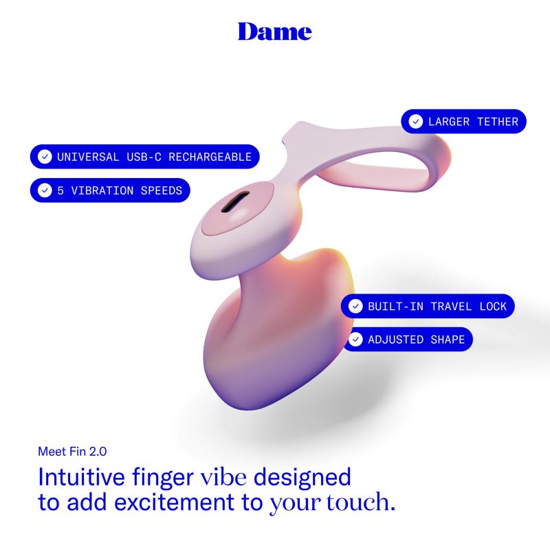 An intuitive finger vibe designed to add excitement to your ... Dame - Fin 2.0 Finger Vibrator - Quartz photo-3