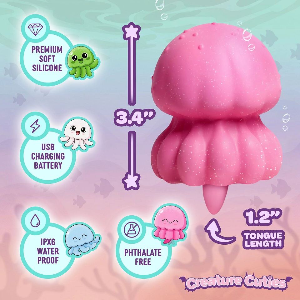 Creature Cuties - Glow Jelly Licking Vibro Stimulator - Pink photo-4