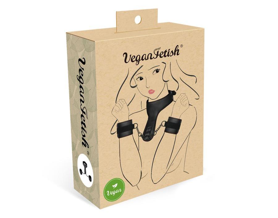 Vegan Fetish - Wrist to Collar Restraint JP - Black photo-6
