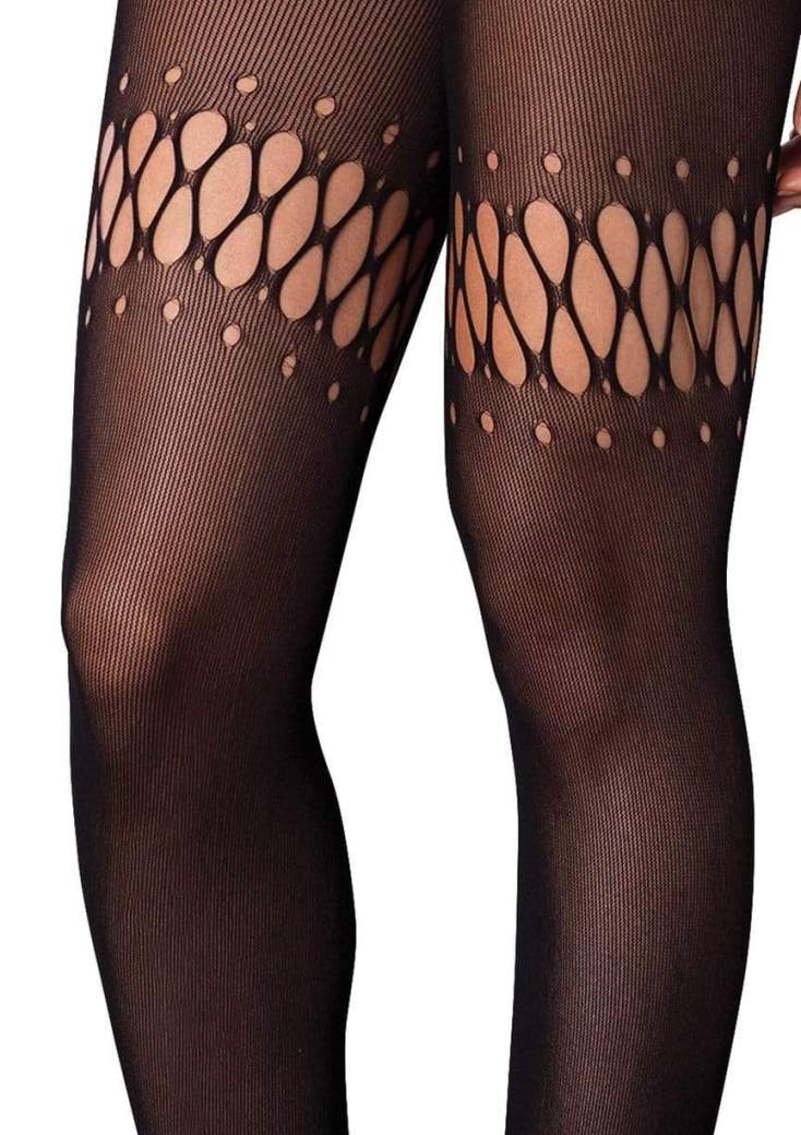 Sheer bodystocking with teardrop net detail and multi strand... Leg Avenue - Twist Halter Bodystocking - Black photo-6