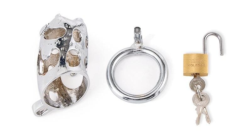 Silver chastity device in the shape of Chinese traditional z... MT - Wild Boar Chastity Cage 45mm - Silver photo-7