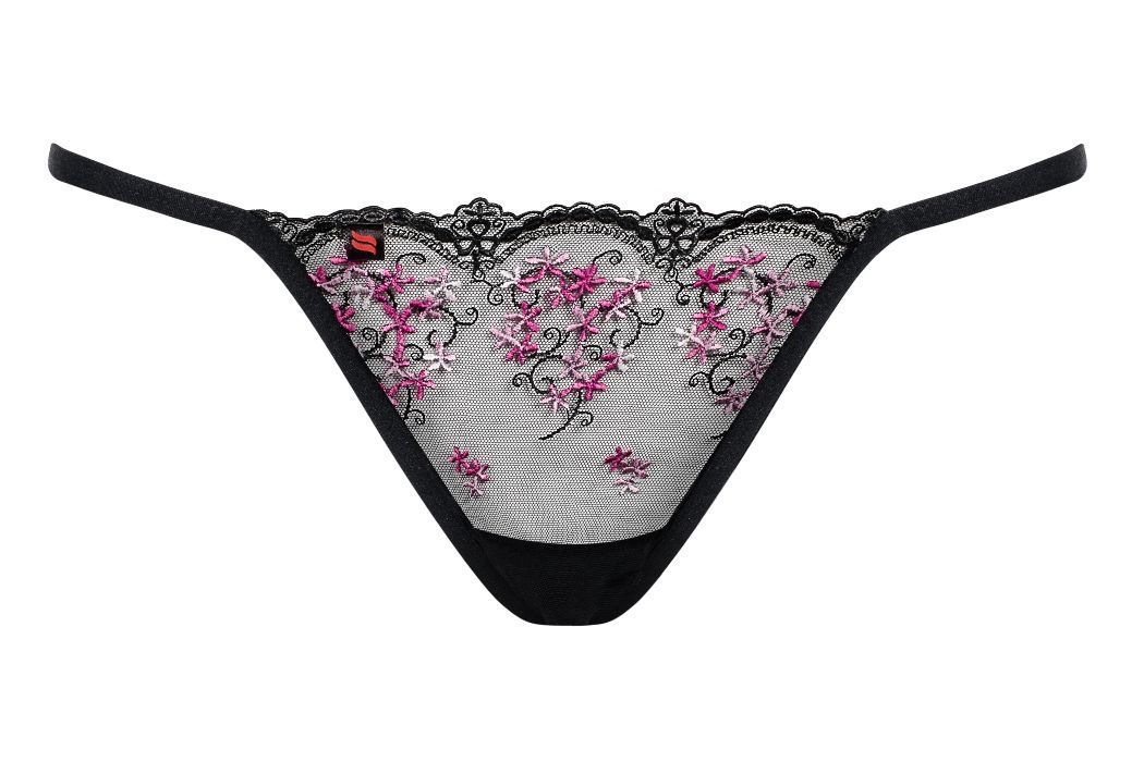 Tiny but so powerful! Just take a look at this stunning thon... Obsessive - Floweria Thong - Black - L/XL photo-5