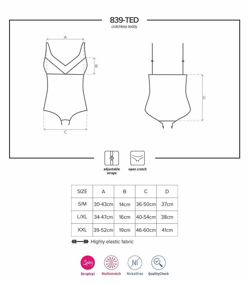 Here it is – frivolous teddy which wants to make your spicy ... Obsessive - 839-TED-1 teddy - Black - L/XL photo-9