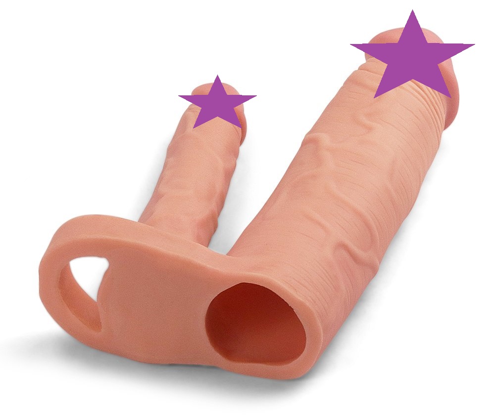 Intensify pleasure for both of you and add inches instantly ... Lovetoy - 2" Pleasure X Tender Double Sleeve - Flesh photo-2