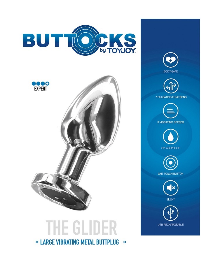 ToyJoy - Glider Vibro Butt Plug L - Silver photo-3