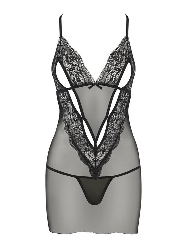A sensual yet elegant chemise with two types of patterns. At... Avanua - Vendi Chemise - Black - L/XL photo-5
