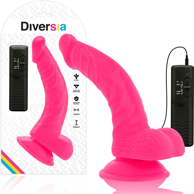 A complete range of dildos of a firm nature that are ready w... Diversia - Flexible Vibro Dildo 21.5cm - Pink photo-7