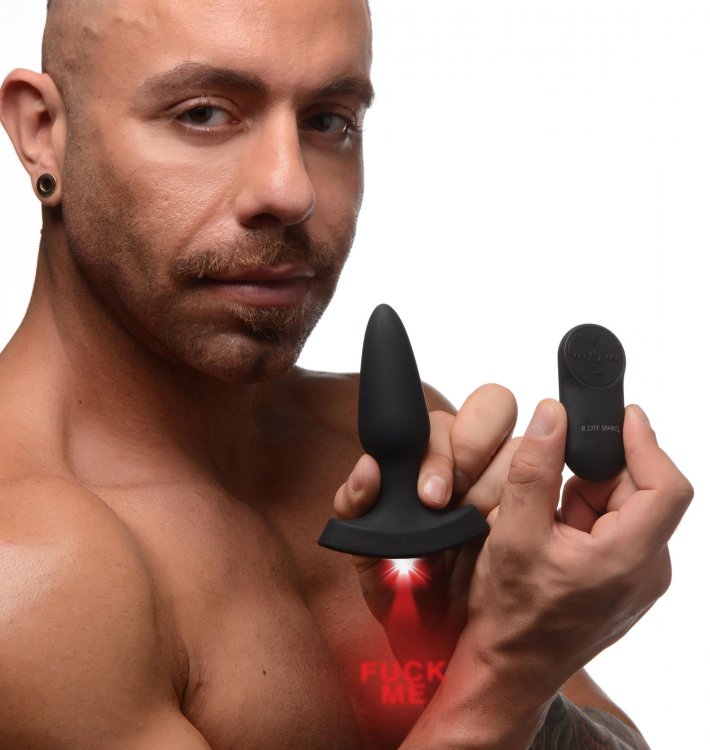 Send a message and extend an invitation with this red, laser... Booty Sparks - Laser Fuck Me Anal Plug S - Black photo-3