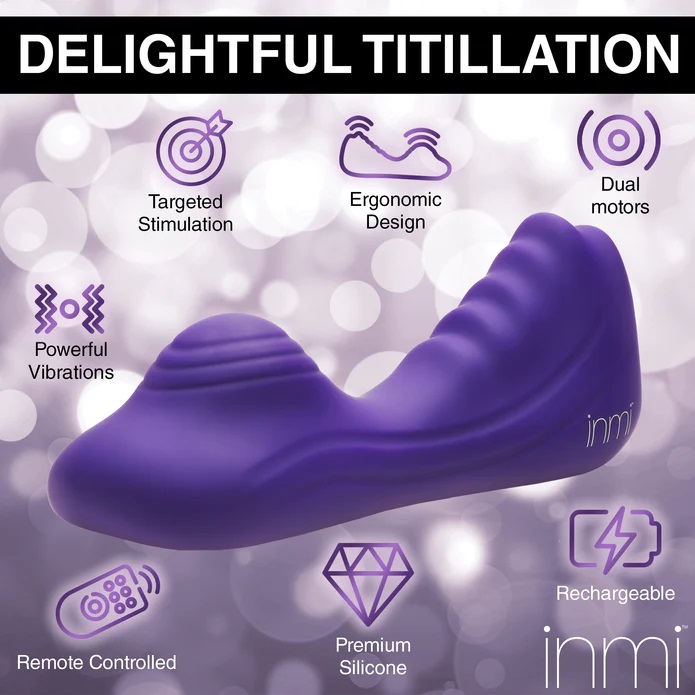 Slip this textured, premium silicone toy between your thighs... Inmi - Ride N' Grind Vibro Grinder - Purple photo-5