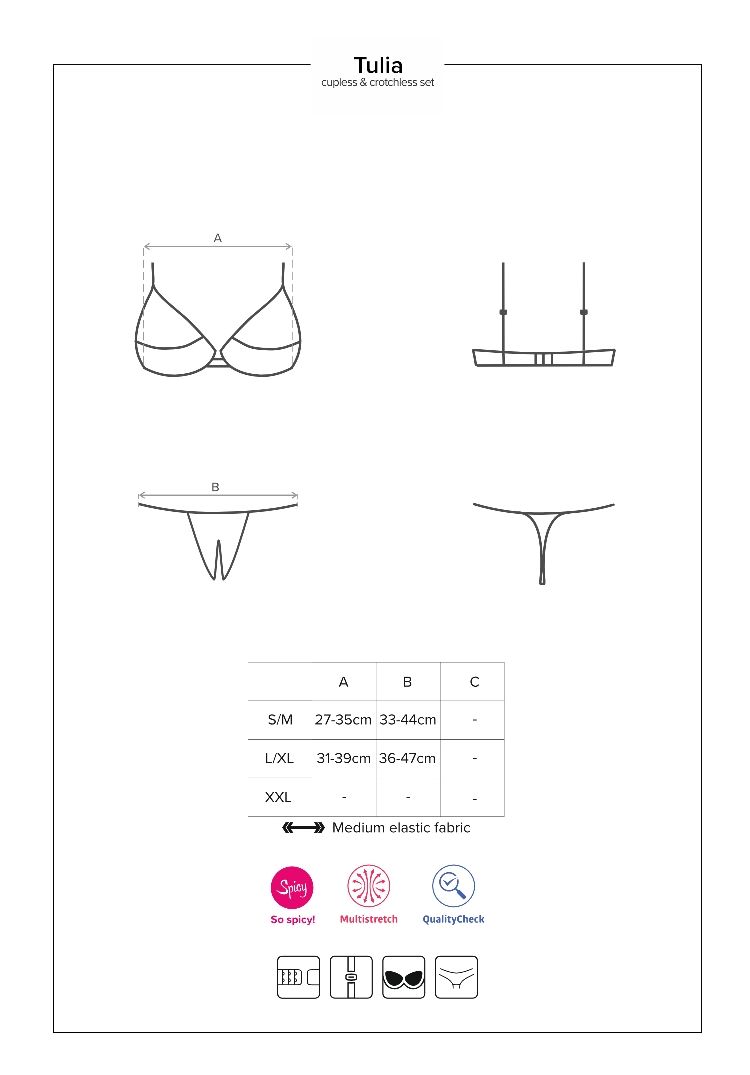 Obsessive - Tulia Cupless Set 2-pcs - Black/Pink - L/XL photo
