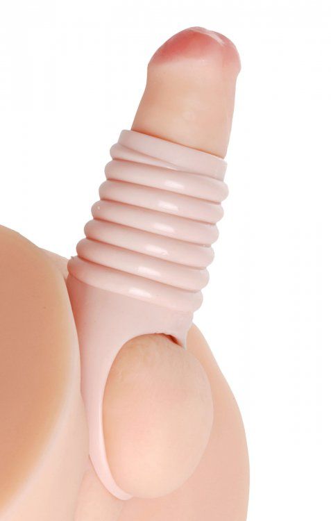 This erection enhancing sleeve is extra fat, with big ridges... Size Matters - Really Ample Ribbed Penis Enhancer Sheath - Flesh photo-3