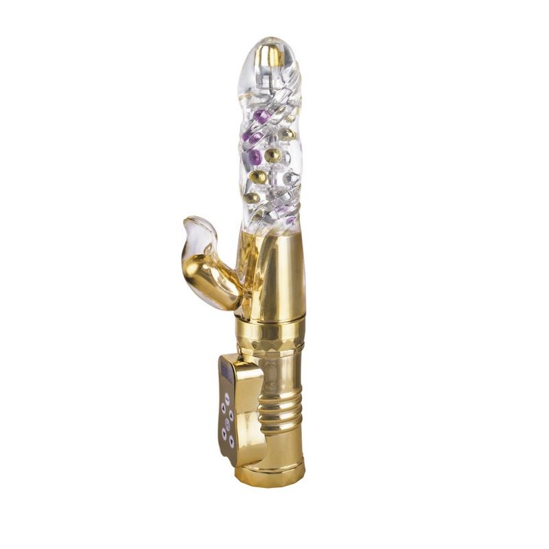 Non-jamming synchronized rotating beads, which is in spiral ... Aphrodisia - Extending Waving Beads Vibe - Gold photo-2