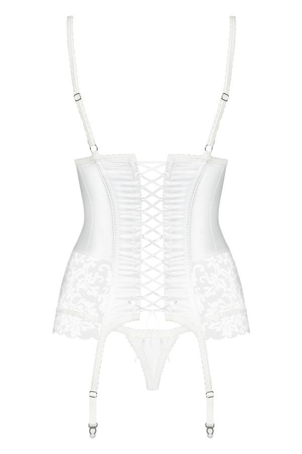 Obsessive - 871-COR-2 Corset & Thong - White - S/M photo-8