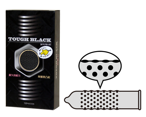 Japan Medical - Tough Black 厚黑持久凸點安全套 - 12個裝 照片